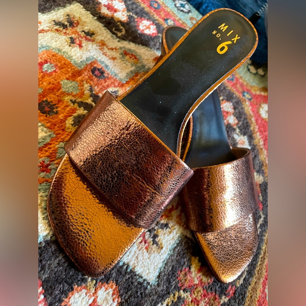 Y2k inspired Copper Low Heel Sandals